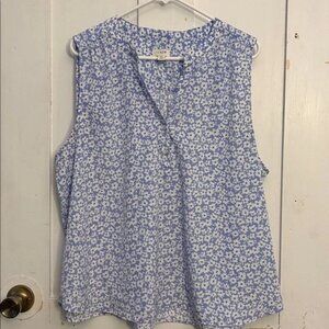 J Crew Blue White Floral Blouse Shell Top Size 2X
